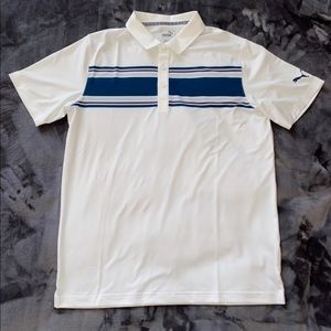 Men’s white and navy Puma Cloudspun polo, Size M